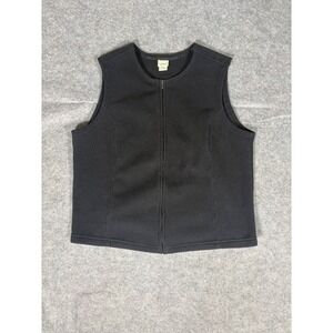 LL Bean Womens Black Fleece Vest Full Zip Size 1X Layering Outerwear
